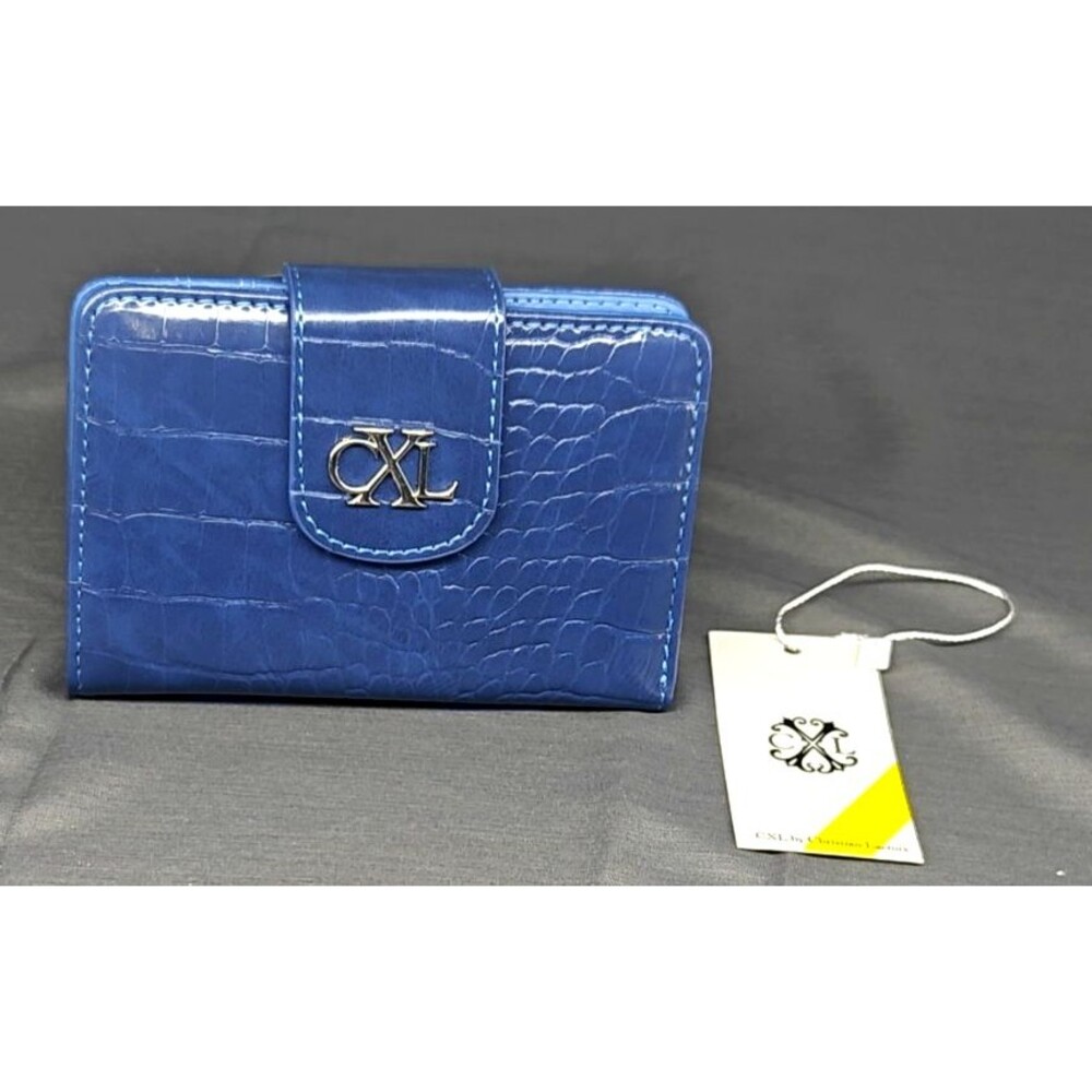 NWT CXL Christian LaCroix Faux Croc Cobalt Blue Bi Fold Wallet RV $48